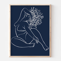 Dark Blue Flower Lady - Digital Download
