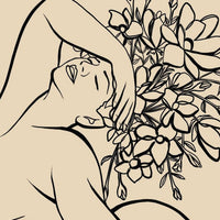 Line Art Print, Flower Lady