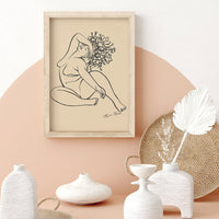 Line Art Print, Flower Lady