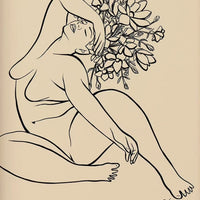 Line Art Print, Flower Lady